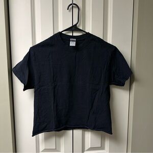 Gildan Heavy Cotton Black Crop Tee - Small 100% Cotton